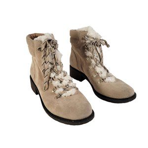 Sam Edelman Tan Combat Boots with White Fur